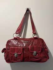 Cherry red leather patchwork Nicole y2k 00s deadstock bag with silver hardware
