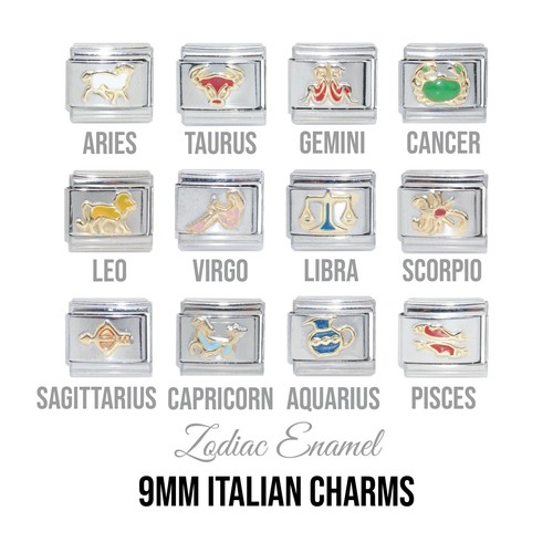 Enamel zodiac 9mm italian - zodiac,