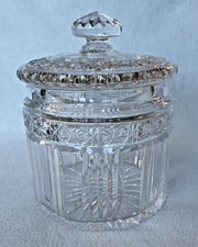 Vintage Heavy Lead Crystal Cut Glass Storage Jar Biscuits Bonbons Excellent