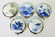 Oriental Design Chinese Style Magnifying Compact Double Vanity Mirror Hand Bag