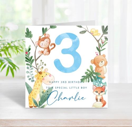 3rd birthday card cute - birthday,