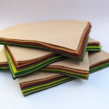 Wool Mix 9 inch Felt Squares x15 Browns & Greens Forest Pack - Soft Craft Felt