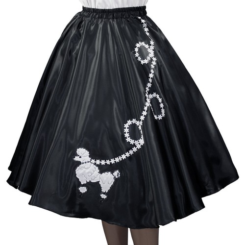 Black satin poodle - 50's, skirt
