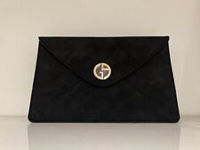 Giorgio Armani Faux Suede Black Clutch Bag
