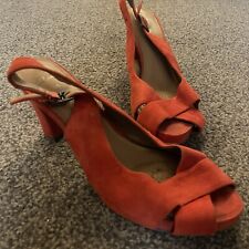 Clarks Softwear Heel Sandals Orange Size 7.5 Ladies Womens Tangerine