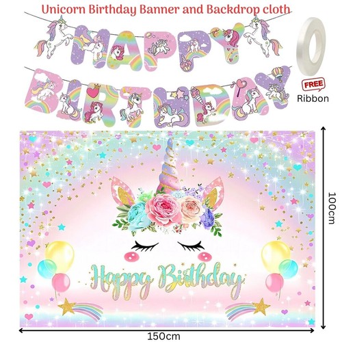 Unicorn birthday banner card