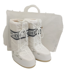Moon Boots Women's Icon Nylon Snow Boots Size 6/7.5 White Mid-Calf Logo New* F1