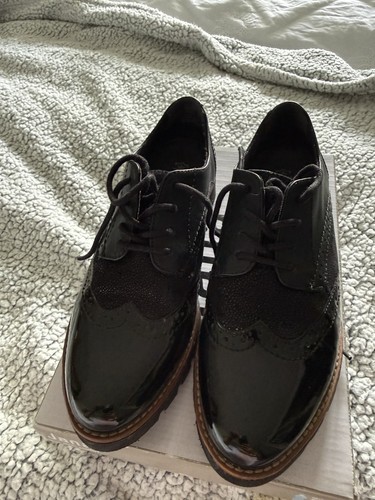 Black jana patent - black, heeled