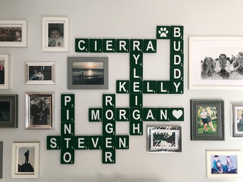 Green large wooden scrabble - large, 3d