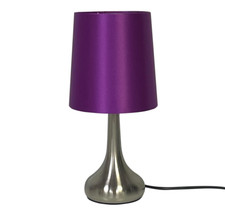Navilux Silver Touch Table Lamp with Purple Shade Modern Light Single or Pair