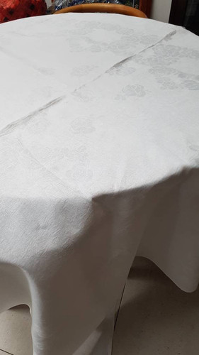 Old white linen tablecloth