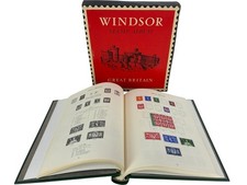 Windsor Stamp Album Great Britain With Over 400 Stamps 1854-1970
