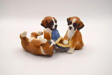 Vintage Boxer Dog Puppies with Slipper Figurine