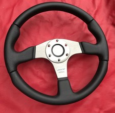 Genuine  2004 " MOMO - RACE "  350mm  3 Spoke Leather Steering Wheel  (M33)
