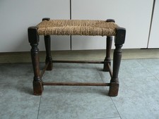 Vintage Wooden Stool Woven