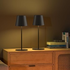 Rechargeable Table Lamp 2 Pack Dimmable 3000K Cordless Black Trayvespace