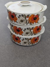 3 Sets Vintage J&G Meakin Studio Poppy Tureen Lidded Oven & Serving Dish