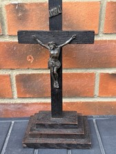 Antique Crucifix Altar Piece Wooden Church Salvage Curios Unusual Decor 4L
