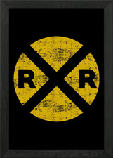 Railroad Crossing Sign Framed