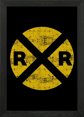 Railroad crossing sign framed - sign,