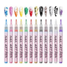 12Pcs Nail Pen Art Marker Set DIY 3DExtra Fine Tip Graffiti Drawing Embellishing