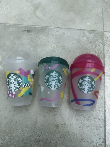 Three 16oz starbucks - starbucks, reusable