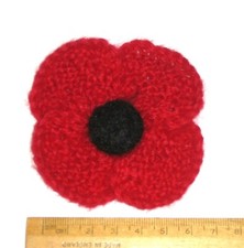 Hand Knitted Red Poppy Flower
