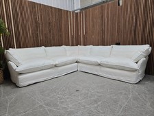 Maker & Son Song Feather & Down 3x3 Corner Sofa In Selenite Italian Linen