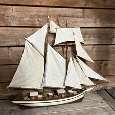 wooden Model Yacht Schooner Hanah 90 cm -maritime Ship Boat.