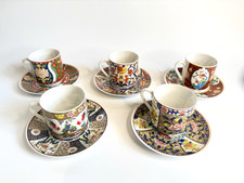 Pretty Japanese Imari Porcelain Coffee / Expresso Cup Saucer Set X 5 China 
