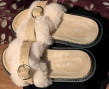 TU Ladies Fluffy Backless Slippers  Size 6. Worn Once 