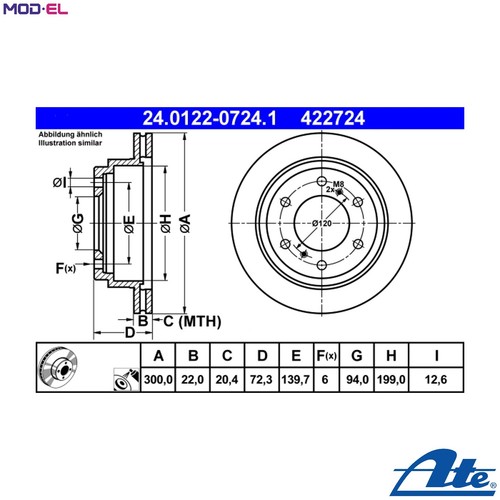 Brake disc 0122 0724 - brake, 24.0122-0724.1