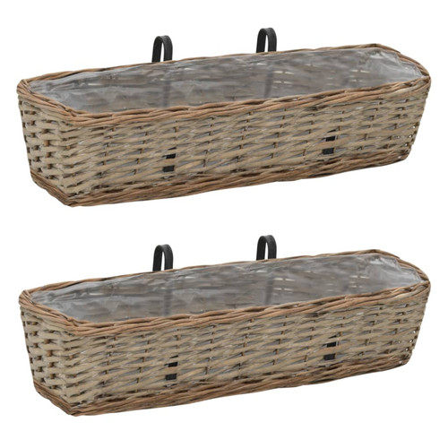 Balcony planter brown wicker - brown,