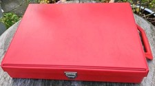 Vintage Cassette Tape Storage Case Box Red - Stores 42 Tapes - Red