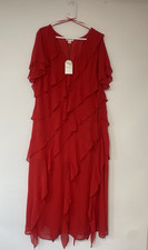 Women's Monsoon Renata Ruffle Maxi Dress Red Size 22 V-Neck