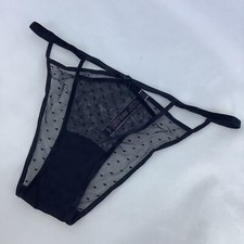 Victoria's Secret Very Sexy Black Spotty Mesh Bikini Panties - Size XS - New