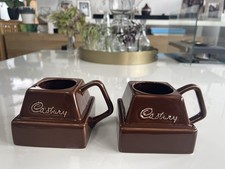 Cadbury's Vintage  Retro Brown Chocolate Chunk Bar Ceramic Square Mugs Cup x2