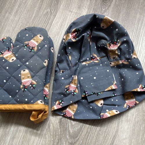 3pc grey quilted reindeer - grey,