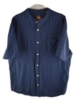 Common People Mens Linen Blend Collarless Short SLeeve Shirt Size L