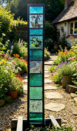 Stained glass garden sculpture
