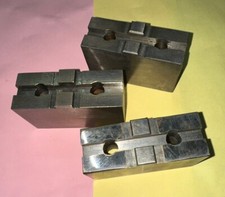 (Three) AJAX INDUSTRIES 8” Soft Steel Lathe CHUCK JAW. 1.875” / 1.25” CAS8