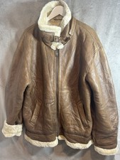 Mens Sheepskin Leather B3 Aviator Jacket L Tan Shearling Flight Coat Real Fur