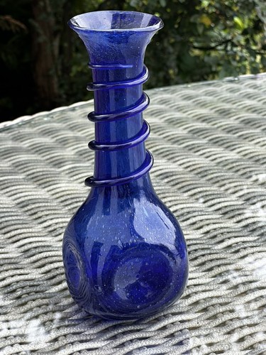 Vintage hand blown blue bubble - vintage,