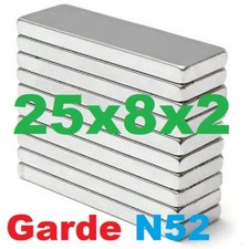 25x8x2 mm (N52) Neodymium Magnet Thin Rectangular Bar Magnet (various pack size)
