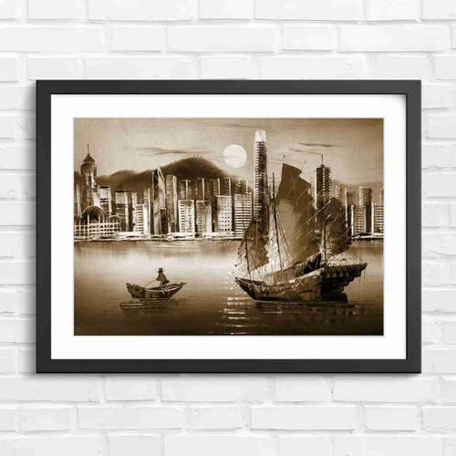 Chinese junk boat hong - junk, kong