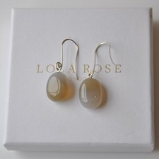 LOLA ROSE Beige Agate Large Drop Earrings on Silver Plated Wires