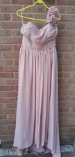 Pair Of Dusky Pink Bridesmaid Dresses One Shoulder Strap Floaty Chiffon (2670p)