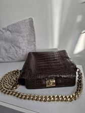 Russell & Bromley Brown Crocodile Effect Patent Leather Bag, New.