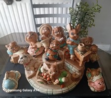 Vintage 11  Pendelfin rabbits and base