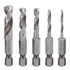 5Pcs 1/4" Quick Change Hex Shank Metal Stubby Drill Bits Short Drill Bit Set HSS